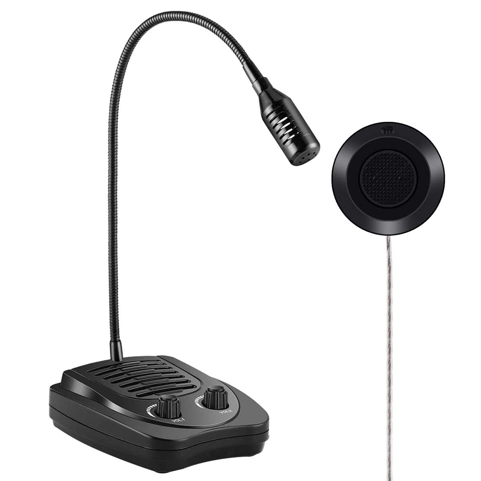 Dual Way Counter Intercom, Window Speaker System Two Way Voice Intercom Window Intercom Microphone with Loud Sound Quality Aluminum Alloy Shell for Bank Restaurants Hotels