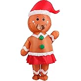 ADOMI Gingerbread Man Costume Inflatable Adult Christmas Blow Up Funny Outfit for Women Halloween Xmas Cosplay Party Womens Blowup Suit