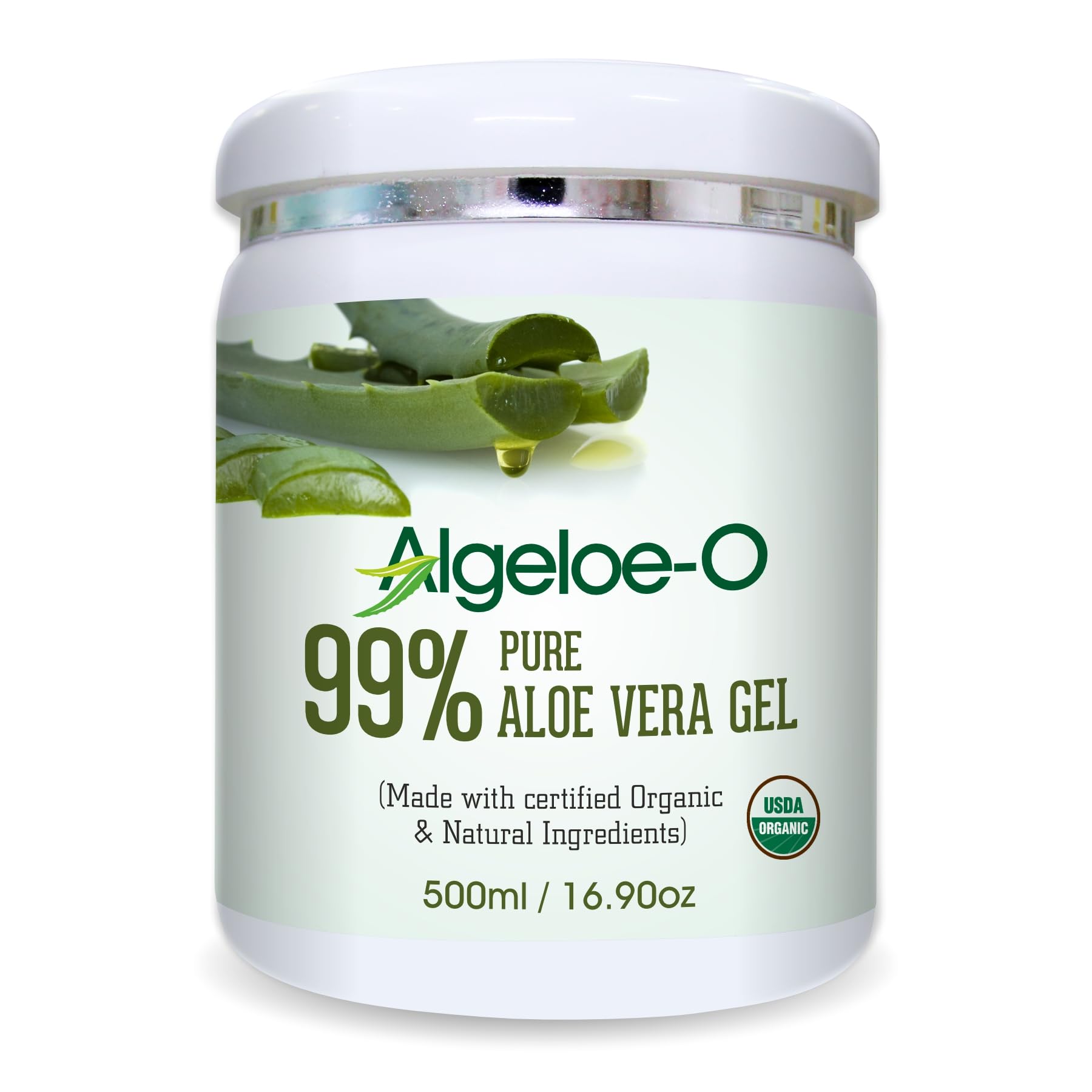 Algeloe-O Organic Aloe Vera Gel 99% Pure Natural Made with Aloe Vera Powder no Added Color (500 ml Pack of 1)