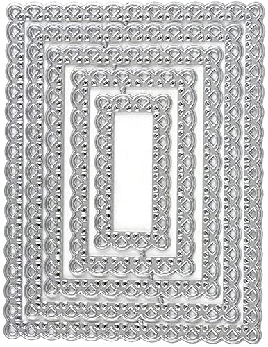 Lace Rectangle Frame Die Cuts, 5pcs/Set Metal Cutting Dies DIY Scrapbooking Album Embossing Stencil Paper Cards Craft Making Decor