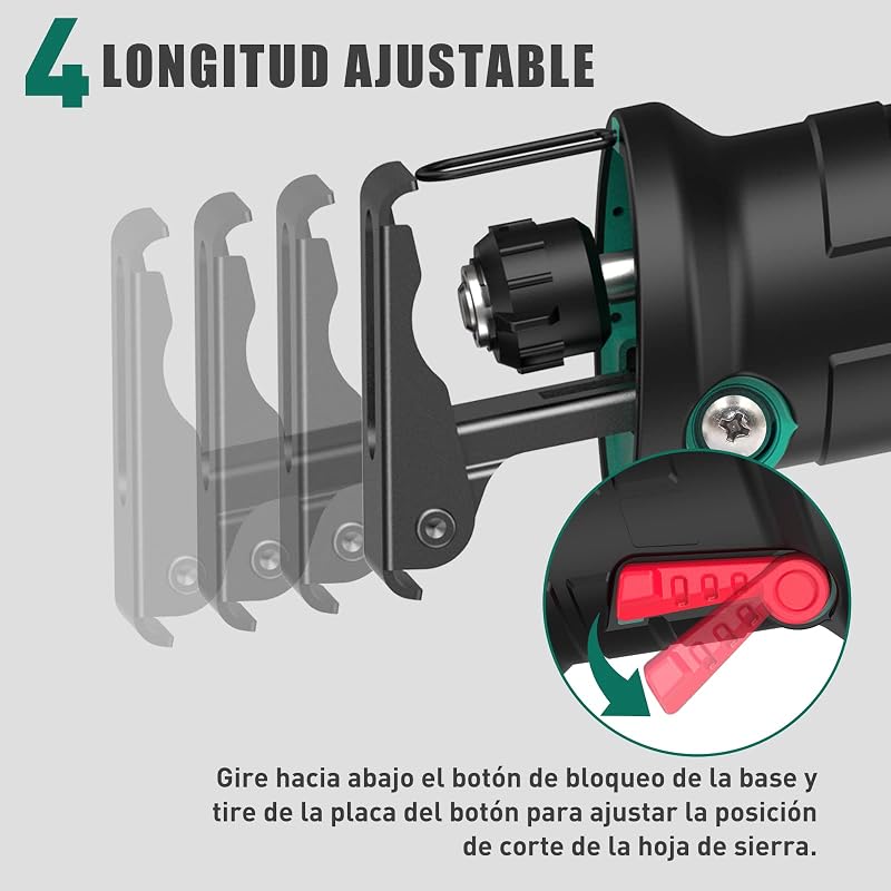 Serra sabre sem fio, hychika 18v, serra alternativa com 2 baterias de 2,0ah, 0-2800 rpm, ideal para cortar madeira e metal