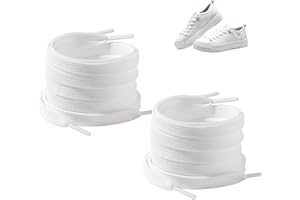 Qancekoo 2 Pairs Flat Trainer Shoelaces 5/16" Wide Shoe Laces for Sneaker Flat Laces Premium Trainer Shoe String Replacement 