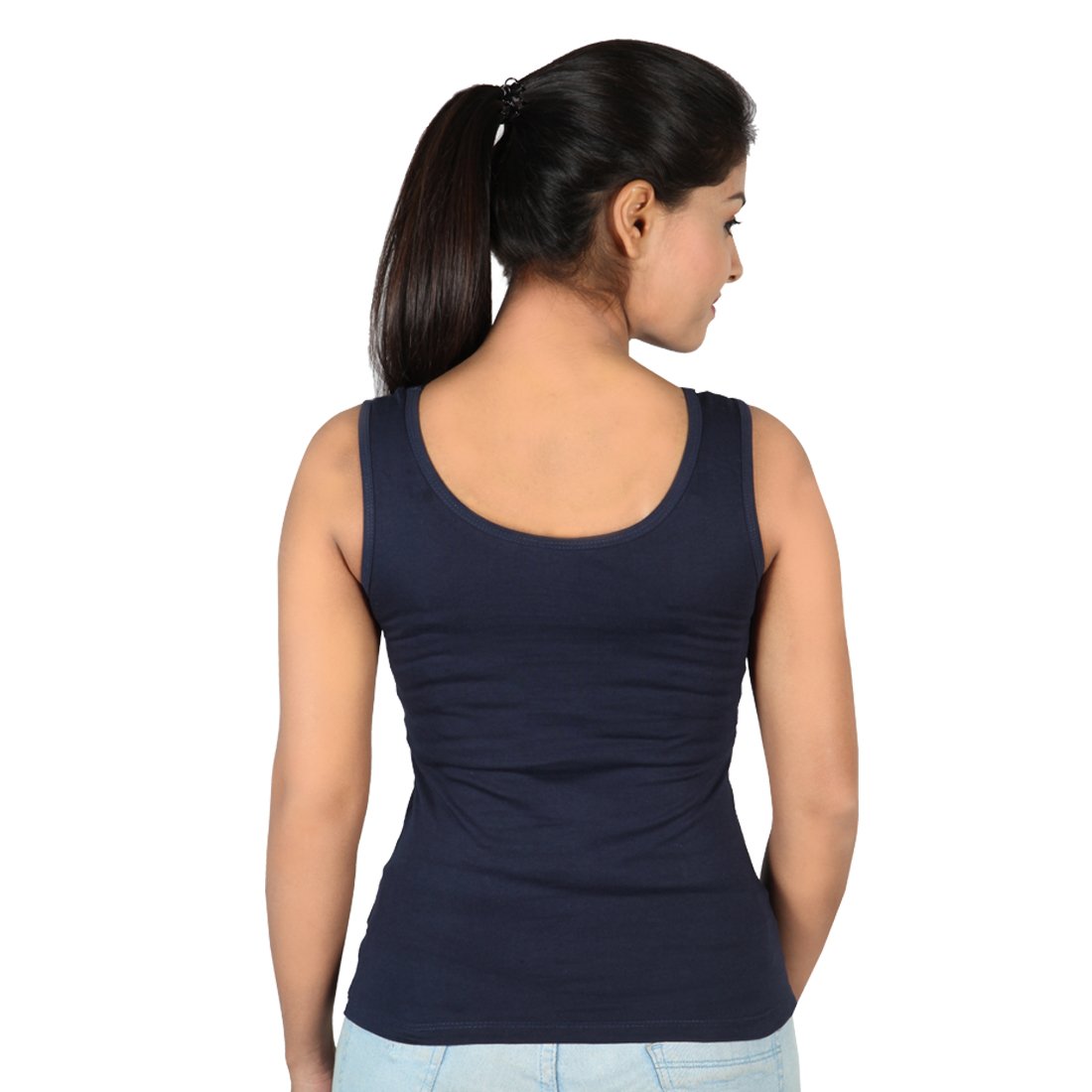 letizia women's round neck tank top pack of 2 (blue & black)