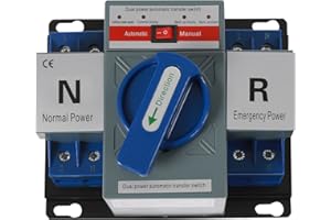 KITNEED 110V 2P 63A Mini Dual Power Automatic Transfer Switches Toggle Controller Change-Over Switch Self Cast Conversion 2S Quickly Toggle AC-33iB Automatic/Manual Conversion Options (2P 63A Blue)