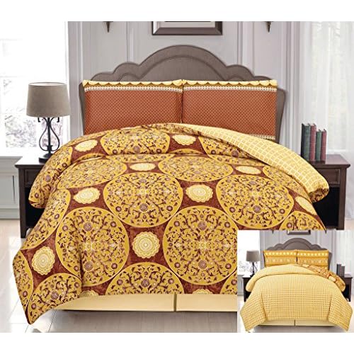Flaming Star Design Soft Egyptian Cotton Touch 4 Pieces Set Double
