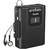 FIOLEES Portable Cassette Recorder Player, Compact Vintage AM FM Tape Player Walkman with Big Speaker, Stereo Earphone Jack, 