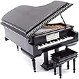 SHTWX Piano Music Box with Bench and Black Case Musical Boxes Gift for Christmas/Birthday/Valentine's Day, Melody Canon