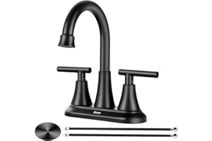 BECAA 4 Inch Bathroom Faucets for Sink 3 Hole, Faucet for Bathroom Sink with Pop-up Drain & Supply Hoses, 2-Handle 360 Swivel Spout Stainless Steel Lead-Free, Centerset Faucet for Vanity Lavatory