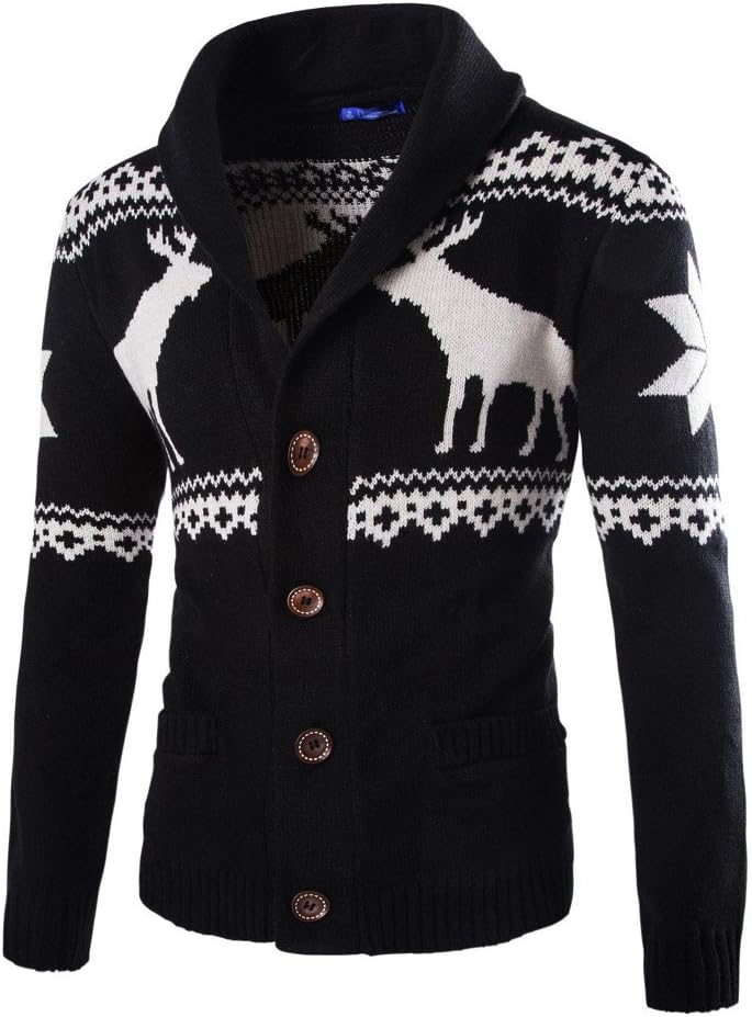 WILLTOO Men's Winter Coat Knitted Warm Comfort Sweater Jacket Cardigan for Christmas
