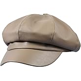 Sportmusies 8 Panels Newsboy Caps for Women, PU Leather Cabbie Painter Hat Gatsby Ivy Beret Cap