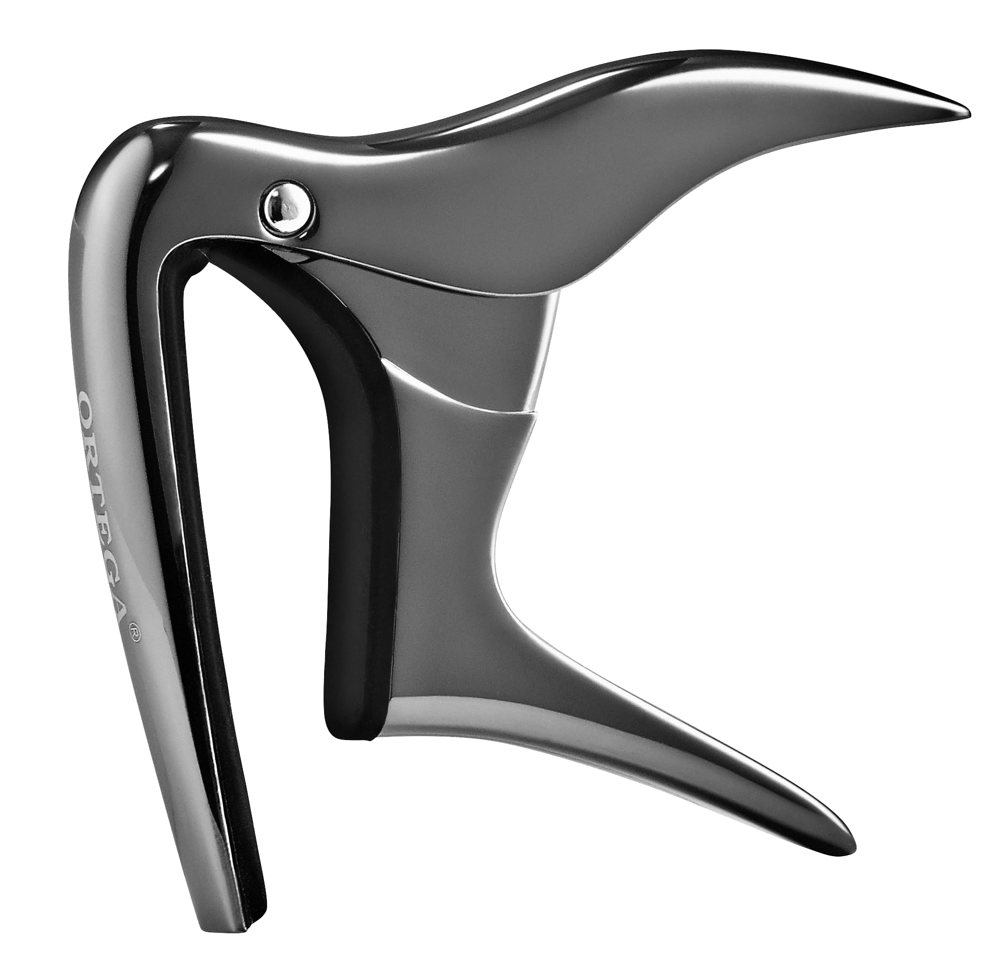 Ortega Guitars Capo Instrument Accessory - Flat - For Guitar, Ukulele, Banjo - Aluminum Alloy, Black Chrome (OCAPO-BCR)