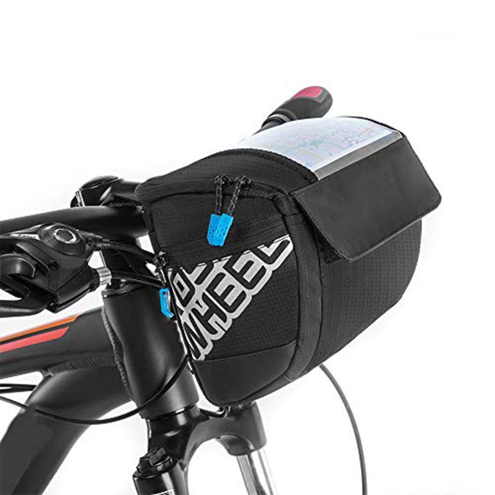 Docooler Bicycle Handlebar Bag Waterproof 3L with Touchscreen Cover PVC Large Capacity Bicycle Basket Bag Handlebar Bags Wear-Resistant Durable Easy to Clean