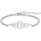 VASSAGO Virgin Mary Bracelet for Women Stainless steel Dainty Virgen de Guadalupe Rosary Jesus Cross Charm Link Bracelets Catholic Crucifix Christian Religious Baptism Gift