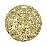 Beverly Oaks Amazing Lot of 10 Aztec/Mayan Gold Color Charm Medallions 1 3/4 inches Round with Slot, Cosplay, Exclusive COA and Bonus Gold Pirate Coin