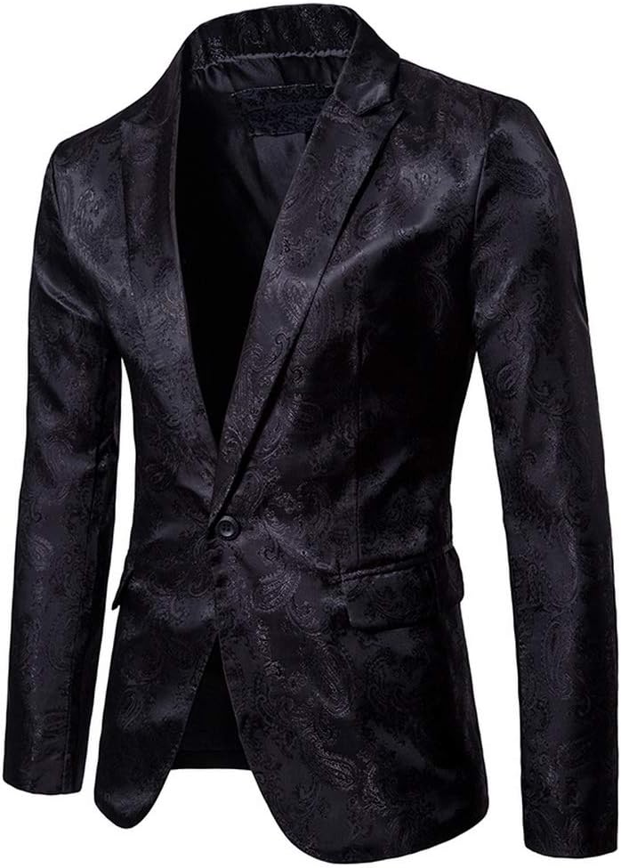 ROBO Men Blazer Suit Jacket One Button Slim Fit Casual Coat Wedding Party Tuxedo