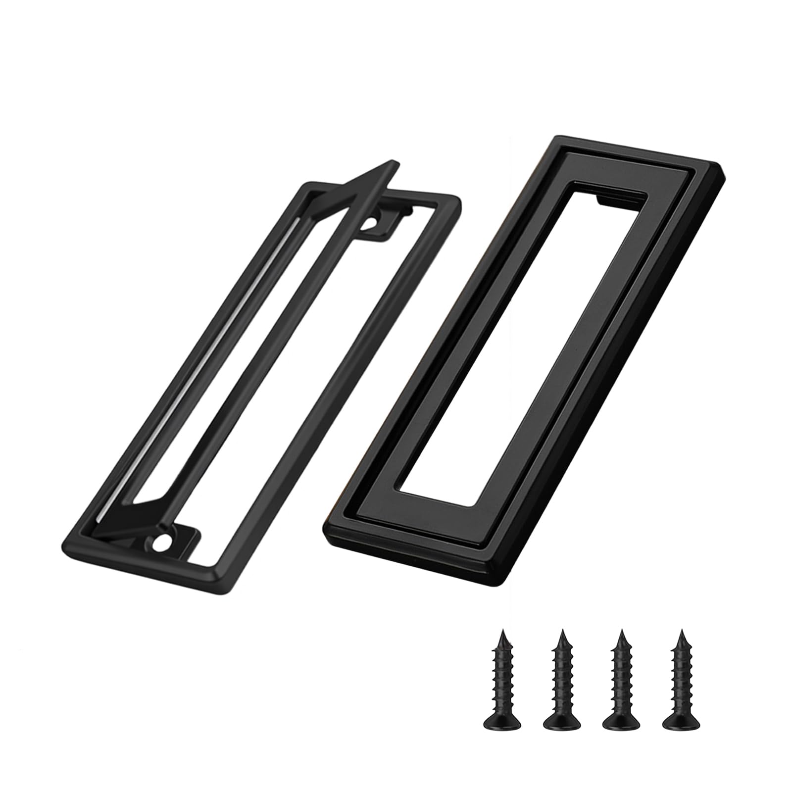 Desuibao 2 Pack Sliding Barn Door Handle, Zinc Alloy Recessed Cabinet Pull Handle, Flush Mount Door Pull Handle, Recessed Drawer Pulls, Closet Door Finger Hidden Ring Pull for Home Kitchen, Black