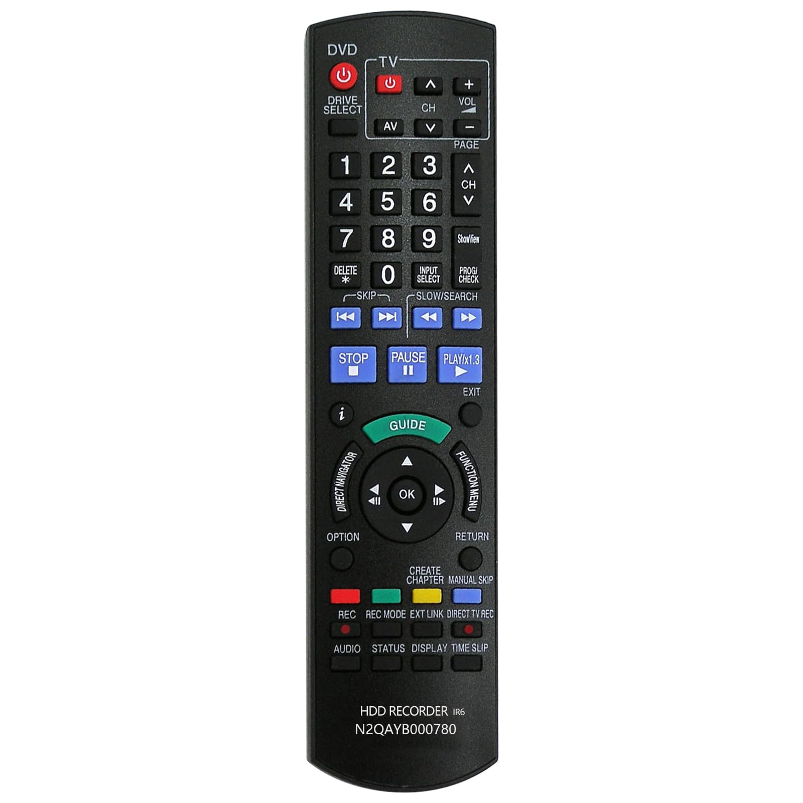 FOXRMT Replacement Panasonic DVD Remote Control N2QAYB000780 for Panasonic HDD Recorder/DVD/Blu-ray Player