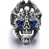 MayiaHey Skull Ring,Gothic Skull Head Ring for Men,Punk Demon Skull Dragon Ring Hip Hop Grim Reaper Skeleton Ring for mens,Vintage Retro Viking Rock Skeleton Jewelry