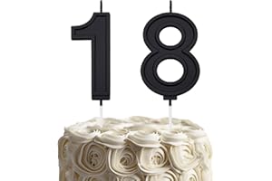 SACGUGUBER Black 18 Number Birthday Candles 3D Number Birthday Cake Candles for Wedding Anniversary Decoration Happy Number Birthday Party Celebration
