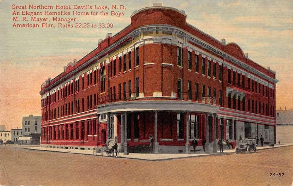 Devil's Lake North Dakota Great Northern Hotel Vintage Postcard AA37497