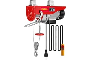 SPPRVINE 880 LBS Electric Hoists with Wired Remote Control – 110V/120V, 510W Winches, Lifts up to 41ft, Single/Double Slings, Emergency Stop Feature for Garage, Ceiling Pulley, Overhead Crane Use