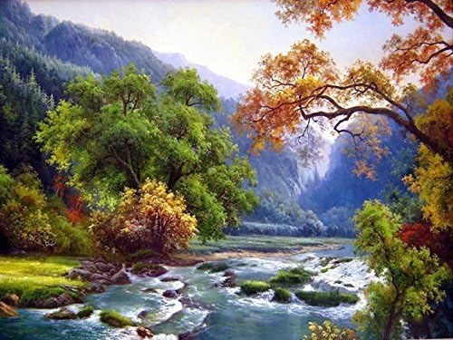 Wotion 15.75"x11.81" River and Tree Full Drill All Square DIY 5D Diamond Painting Kit with Carton Package for Adults Rhinestone Embroidery Cross Stitch set Arts Craft Gift