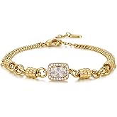 TANTIUE Bracelet for Women 14K Gold Plated Cubic Zirconia Bracelet, Classic Crystal Cuban Chain Bracelet, Delicate Snake Link Bracelet Gift for Her