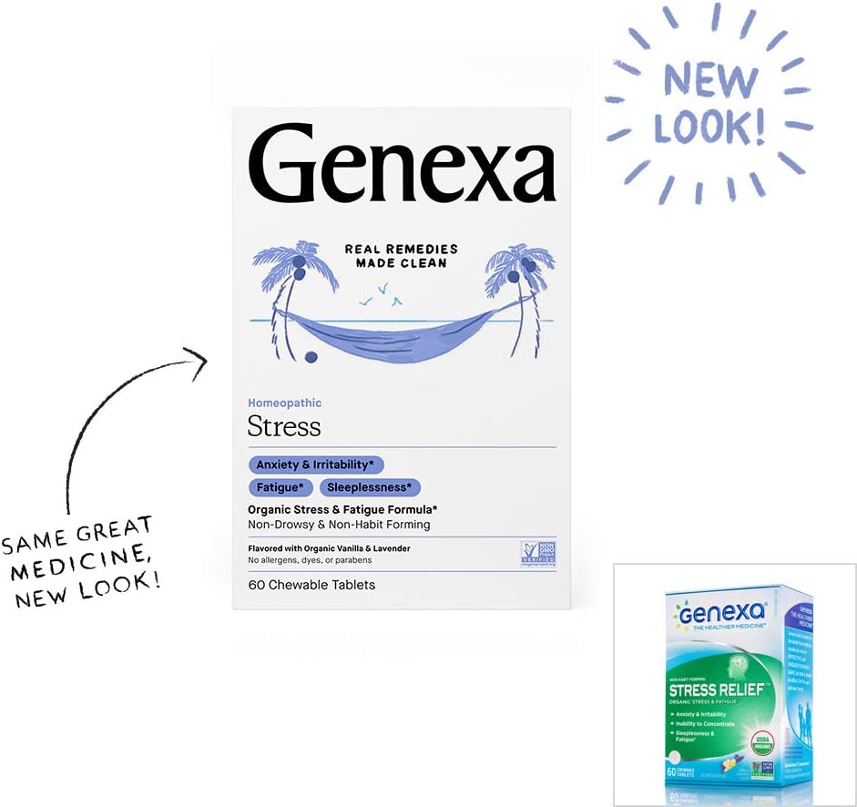 Genexa Stress - 60 Tablets | Certified Organic & Non-GMO, Physician Formulated, Homeopathic | Stress & Fatigue Remedy: Health & Personal Care
