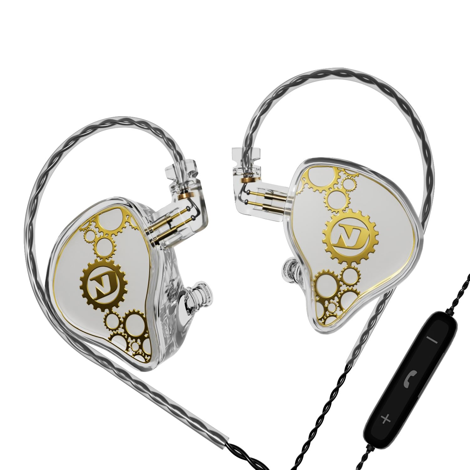 CCA ND Venus in Ear Monitor Headphones, 10mm Double Magnetic Dynamic Driver IEM Earphones, HiFi Wired Gaming Earbuds, 2 Pin Detachable Cable (with Mic, Crystal, 3.5mm Plug)