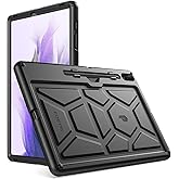 Poetic TurtleSkin Case Designed for Galaxy Tab S7 FE 12.4 Inch 2021 / Galaxy Tab S7 Plus 2020 with S Pen Holder, Rugged Shockproof Drop Protection Kids Friendly Silicone Cover Case, Black