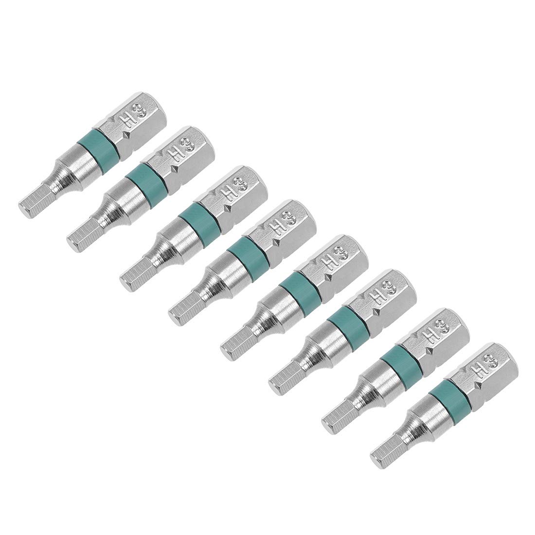 sourcing map 8pcs 25mm Long 1/4" Hex Shank H3 Hex High Quantity Screwdriver Bits S2 High Alloy Steel for Impact Driver Electric Screwdrivers and Drill