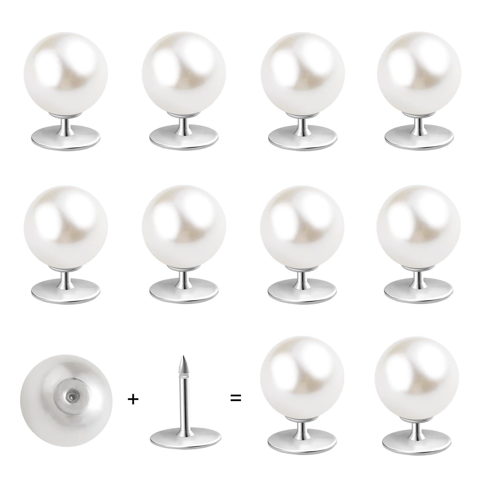 Photo 1 of ZLMCUJE 10 Sets 12mm No Sew Pearl Buttons Anti-Exposure Fixed Brooches Pearl pins Removable Reusable for Clothes for Women