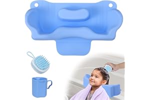 Jhua Portable Hair Washing Station for Kids Sink Bathtub Hair Washing Basin, Silicone Tear-Free Shampoo Bowl Wash Basin with 