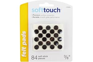 SoftTouch 3/8" Round Self-Stick Felt Pads, Brown, 84 Count (Pack of 1)