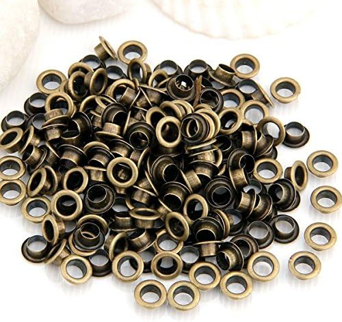 Vikeva 200 Pieces Vintage Brass Metal Eyelet Grommet for Leather Craft 0.39"