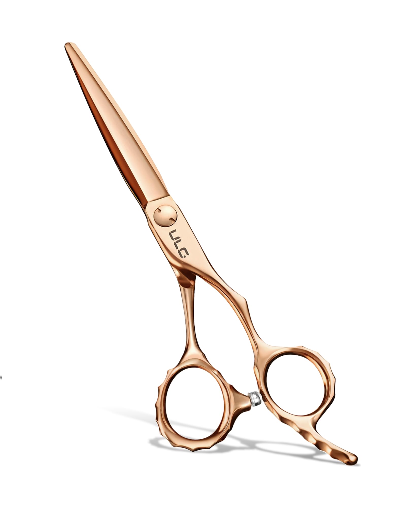ULG Professional Hair Cutting Scissors with Luxury 18K Rose Gold Finish 6.5" Barber Scissors 440C Japanese Stainless Steel Hand-Honed Razor Sharp Blades Offset Handles Tension Adjustable, Right-Handed Image