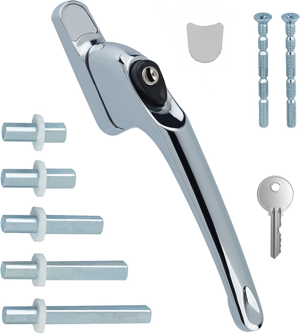 FixRello PVC Window Handle for uPVC Double Glazing - Chrome - Easy Install DIY