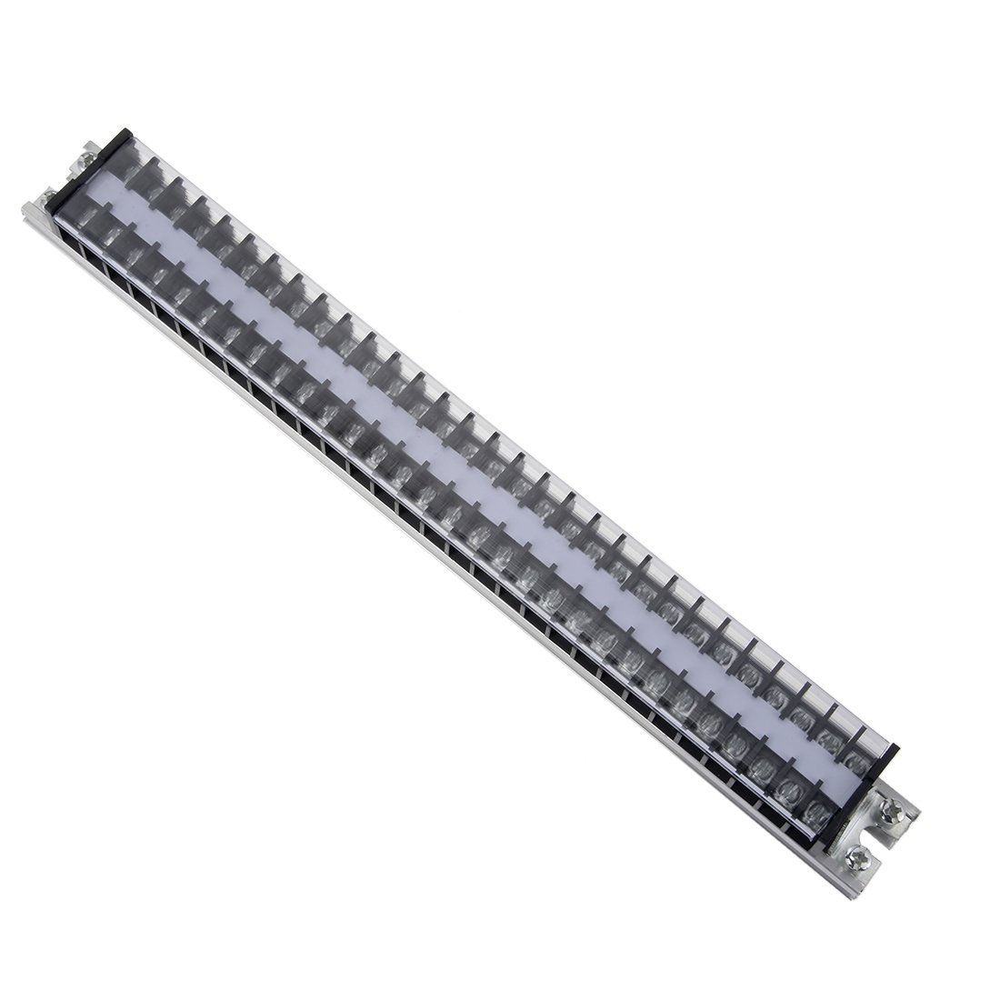 sourcing map Barrier Terminal Strip Block 660V 15A Dual Rows 30P DIN Rail Base Screw Connector