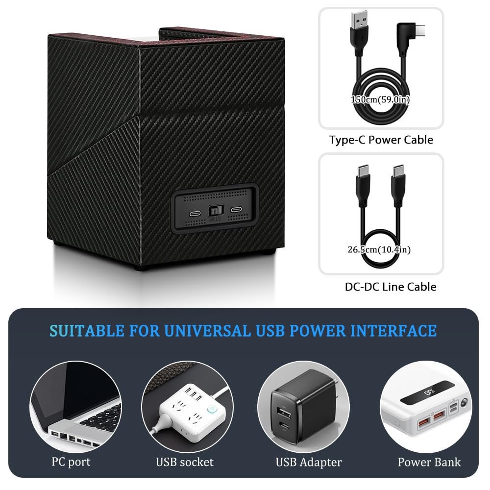 Watch Winder for Automatic Watches,Automatic Watch Winder Box,Double Watch Winder with Quiet Japanese Motor,USB Type C