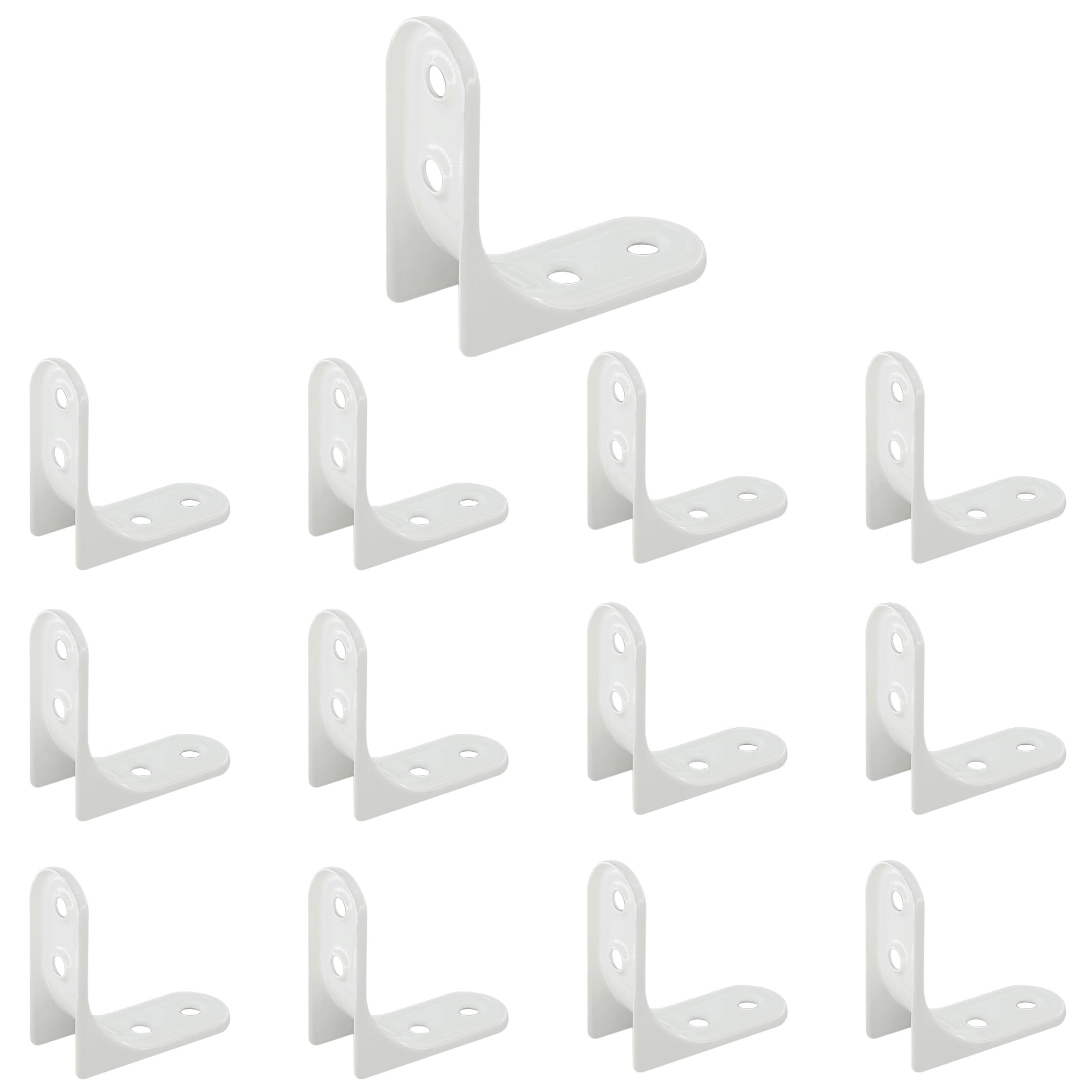 12 PCS Furniture Shelf Brackets, 90-Degree Metal L-Shaped Corner Supports (White, 50 * 50 * 20mm)