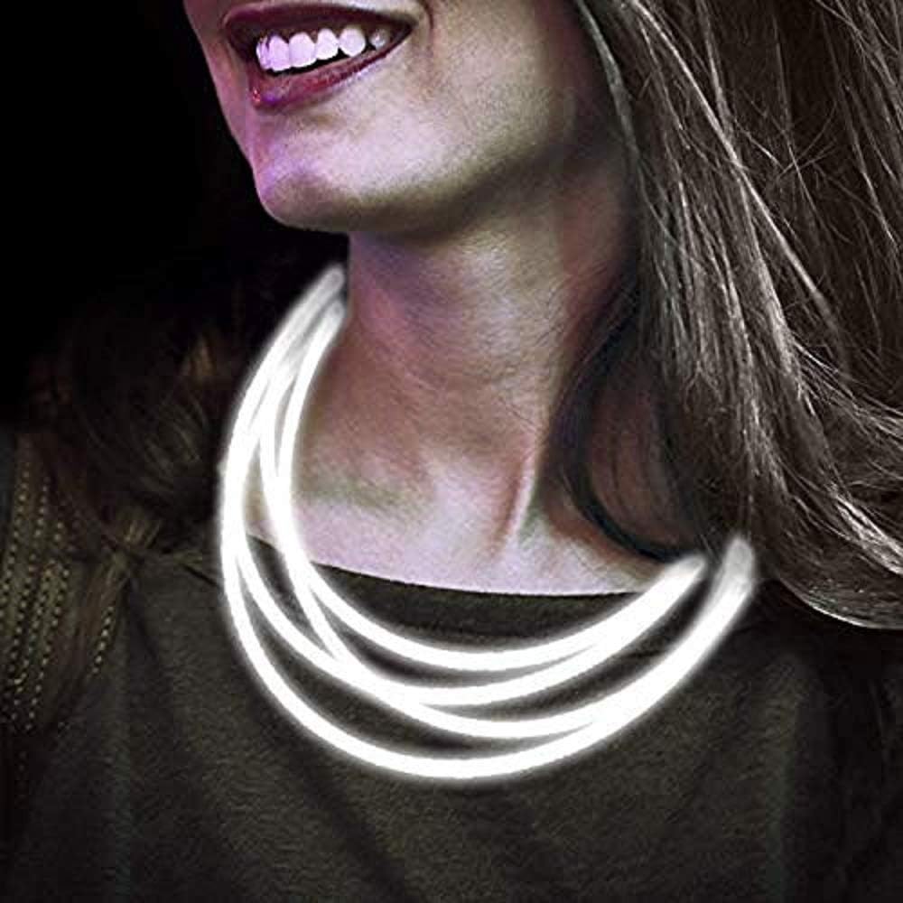 Lumistick 22 Inch Glow Stick Necklaces | Non-Toxic & Kids Safe Light Up Neckwear | Bendable Sticks with Connectors | Glows in The Dark Night Party Favor (White, 200 Necklaces)