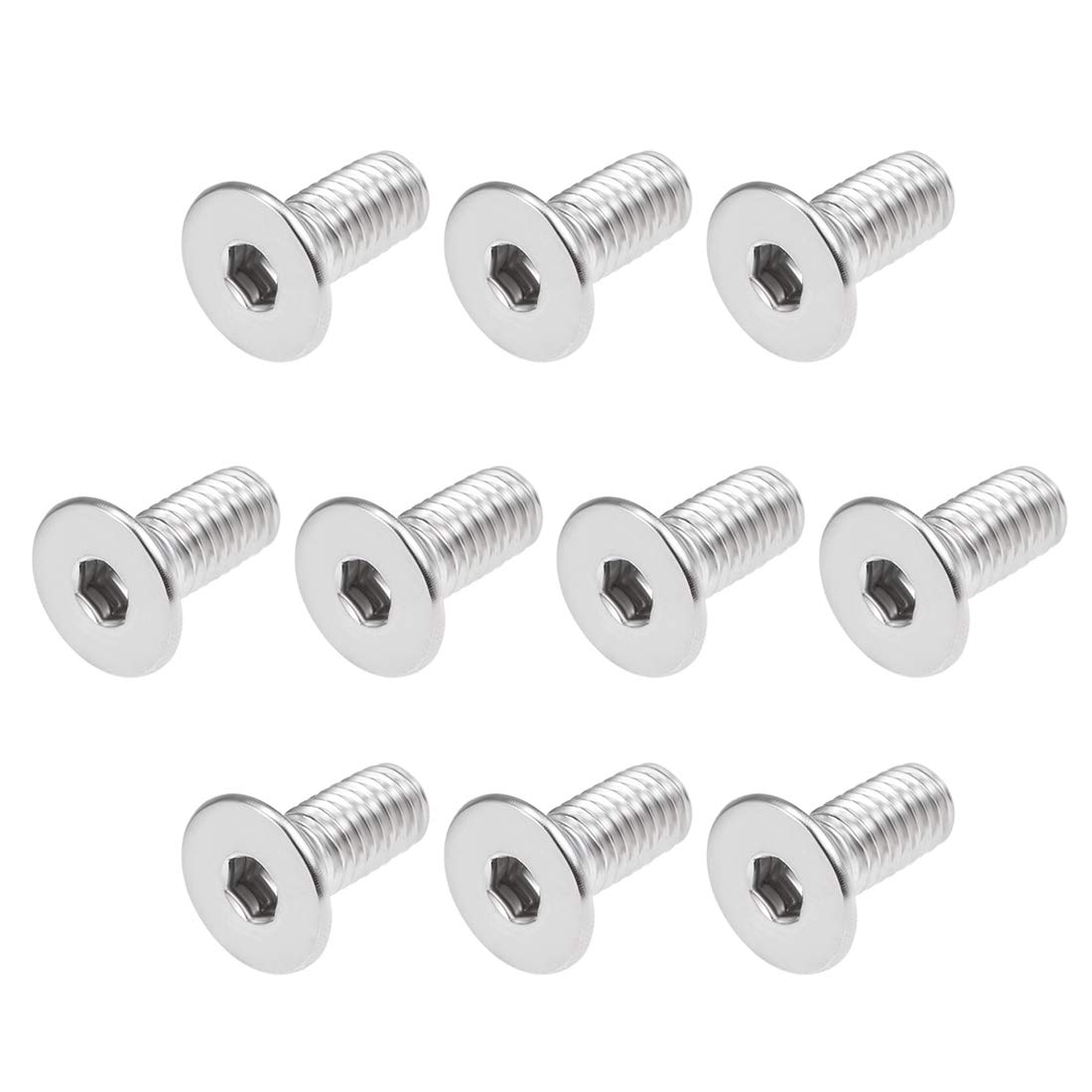 sourcing map M5x12mm Flat Head Machine Screws Inner Hex Screw 304 Stainless Steel Fasteners Bolts 40Pcs