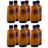 Pack of 12 - 4 oz Amber Glass Boston Round Bottles