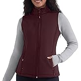 YIPINK Women's Fleece Vest Softshell Windproof Sleeveless Jacket with Zipper Pockets Running Hiking Golf Winter