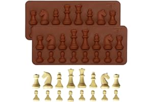 MOLDFUN 2Pcs Chess Piece Chocolate Candy Molds, International Chess Silicone Mold Epoxy Resin Craft Casting Fondant Paper Clay Wax Melt Mold