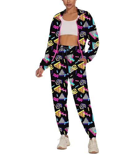 Amazon.com: Coseaon 80s Tracksuit for Women Retro Windbreaker