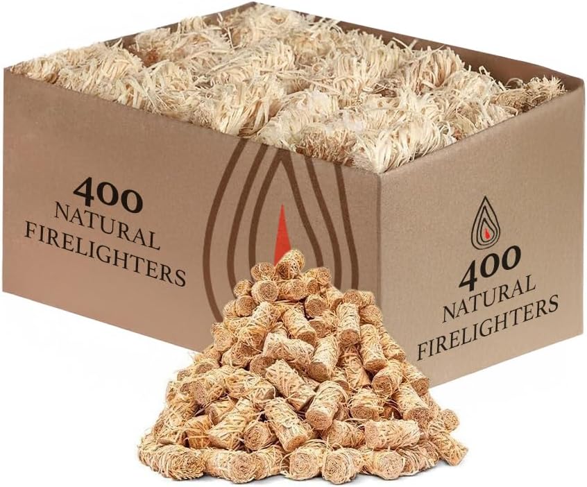 BARGAINS-GALORE 400 Natural Firelighters Wax Wool Fast Wood Burner Stove BBQ