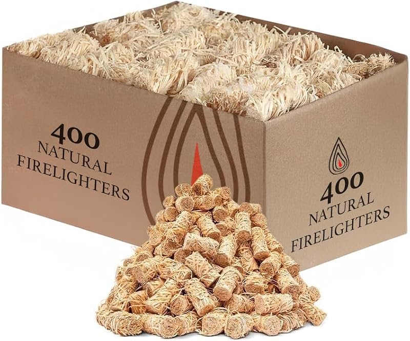 BARGAINS-GALORE 400 Natural Firelighters Wax Wool Fast Wood Burner Stove BBQ