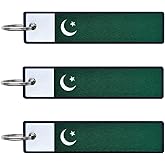 JAVD Pakistan Flag Keychain Tag with Key Ring - Keys, Cars, Motorcycles, Backpacks, Luggage and Gifts - EDC (3 Pack)