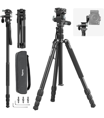 Fotopro 59" Carbon Fiber Travel Tripod, Compact Video Tripods With Fluid Head, Detachable Monopod With Arca-Swiss Quick Release Plate And Bag, Camera Tripod Load Up To 8KG/17.63lbs, Green